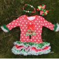 baby girls chirstmas tree snowflake dress with matching bows and chunky necklace set